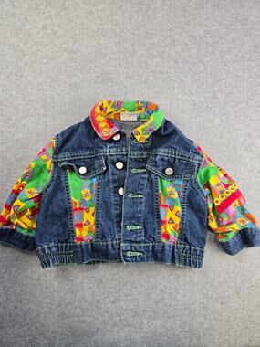 Vintage 90s Zerot Ondo Made in Italy Colorful Denim Jacket Toddler 9-12M